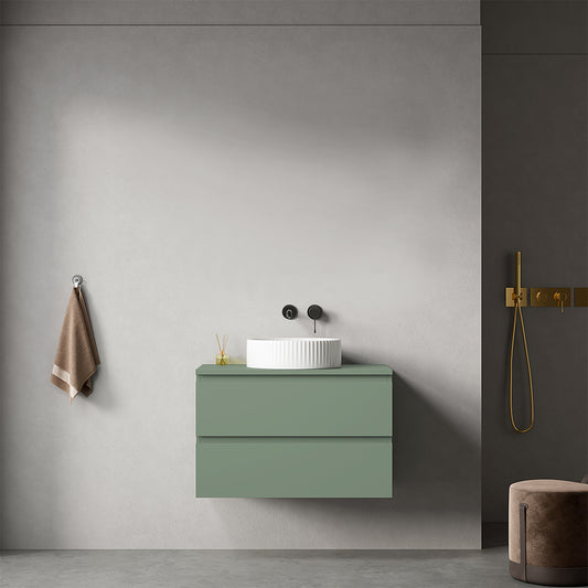 Mobile bagno sospeso 80 cm Verde Salvia per Lavabo d'appoggio Senza Specchio - Fiji Paint