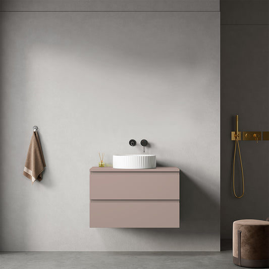 Mobile bagno sospeso 80 cm Rosa Retrò per Lavabo d'appoggio Senza Specchio - Fiji Paint