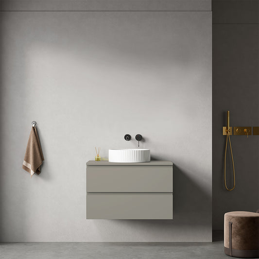 Mobile bagno sospeso 80 cm Grigio Cenere per Lavabo d'appoggio Senza Specchio - Fiji Paint Top