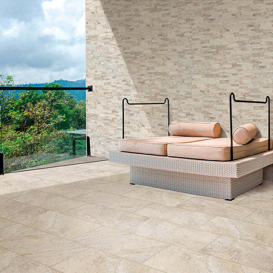 Gres Porcellanato Effetto Pietra 30.5x61 Roccia Sabbia - Soluzioni Tiles