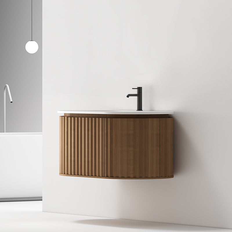 Mobile Bagno 100 cm Sospeso Rovere Scuro Senza Specchio - Reid