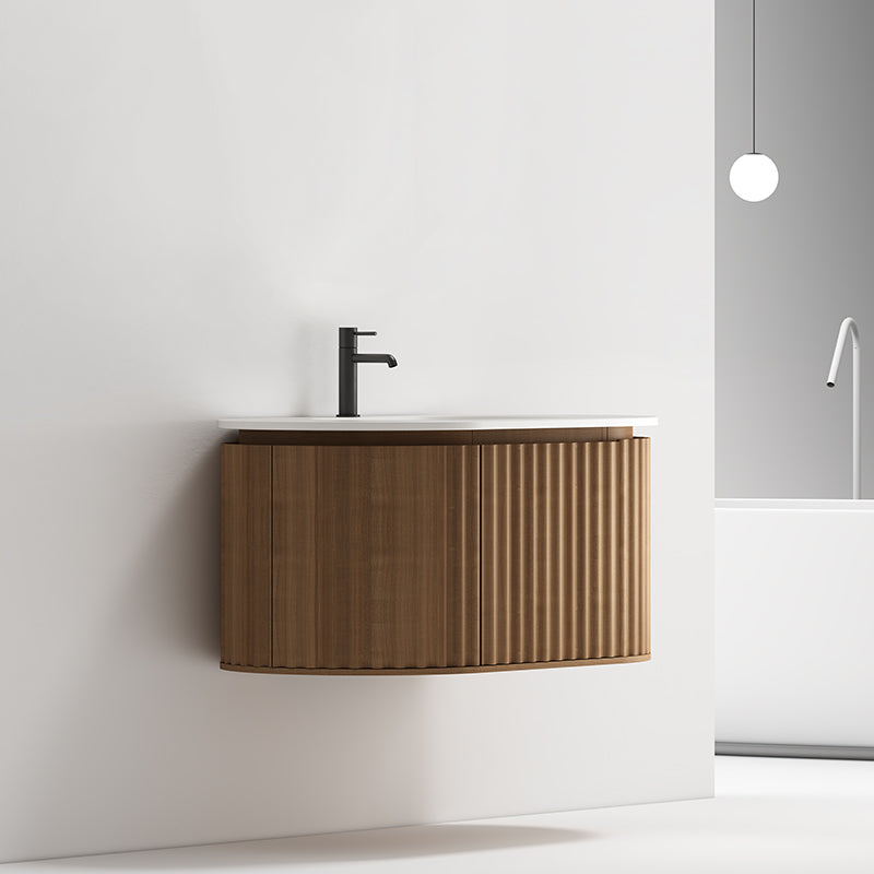 Mobile Bagno 100 cm Sospeso Rovere Scuro Senza Specchio - Reid