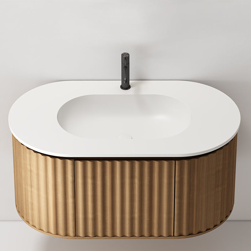 Mobile Bagno 100 cm Sospeso Rovere Scuro Senza Specchio - Reid