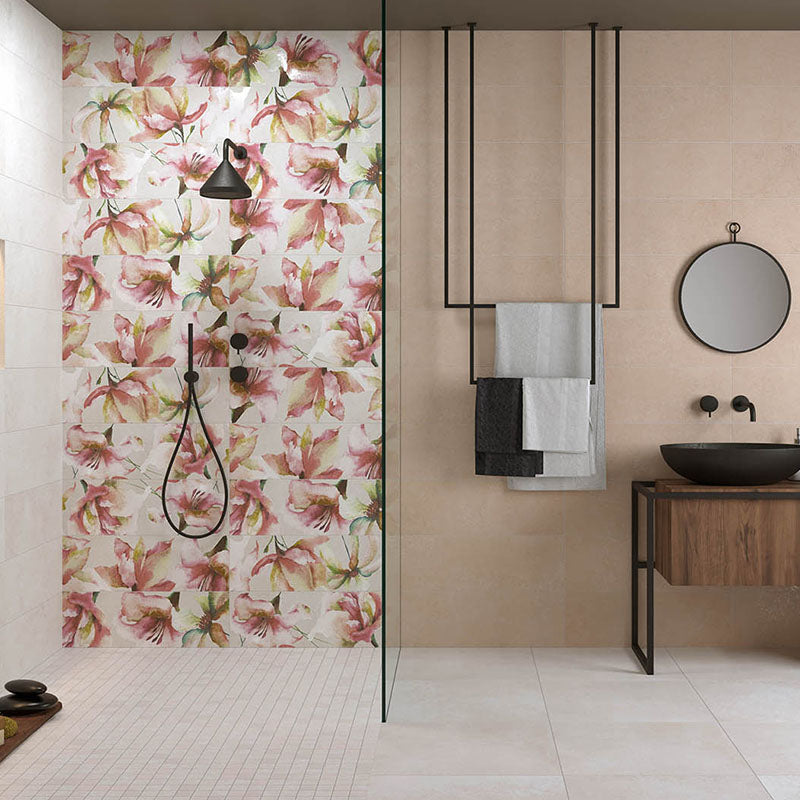 Natural Unrectified Cement Effect Ceramic Wall Tile 25x75 9.5mm Materia Wall Cipria - Herberia