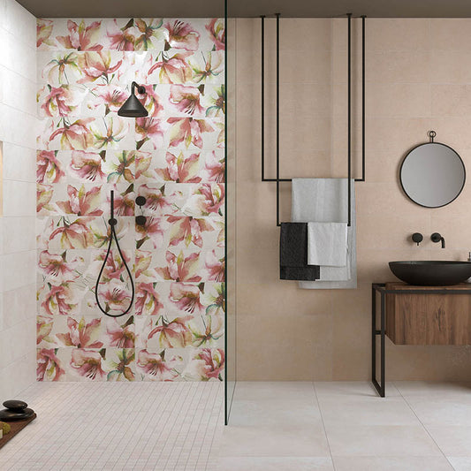 Natural Unrectified Cement Effect Ceramic Wall Tile 25x75 9.5mm Materia Wall Cipria - Herberia