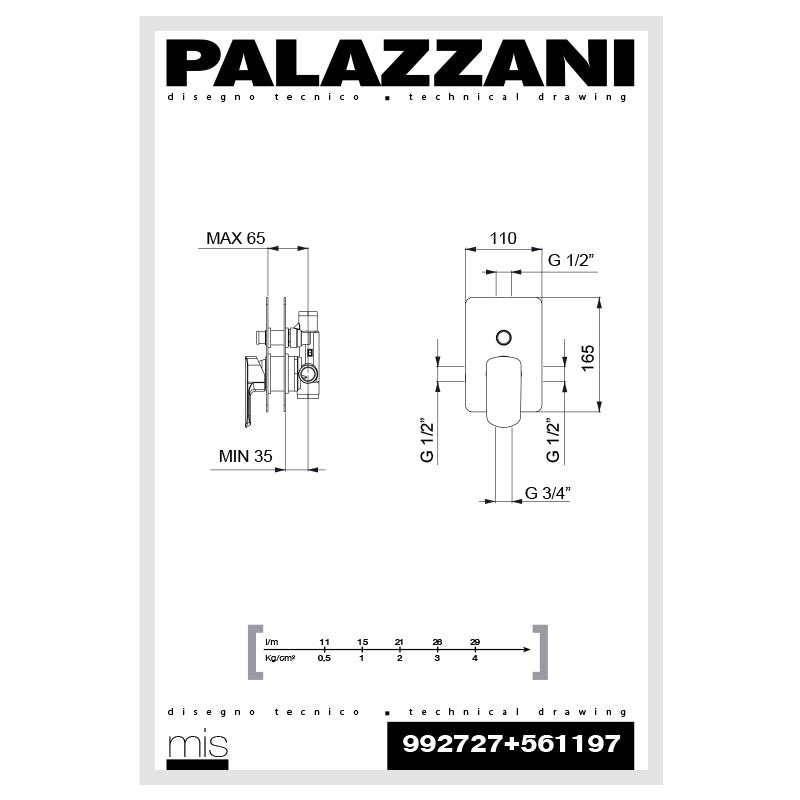 Miscelatore Monocomando Solo Parti Esterne Vasca/Doccia Con Deviatore Cromo Mis - Palazzani