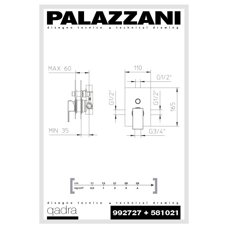 Miscelatore Monocomando Solo Parti Esterne Vasca/Doccia Con Deviatore Cromo Quadra - Palazzani