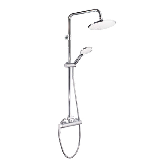 Colonna doccia con doccino a 3 getti, finitura cromata, design moderno e funzionale per ambienti eleganti.