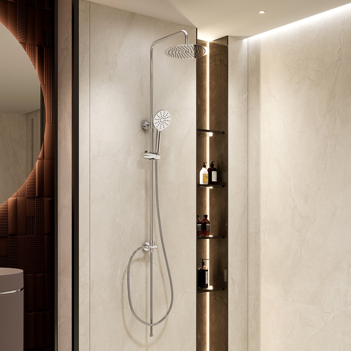 Colonna Doccia con Doccino Cromo Lucido - Aida