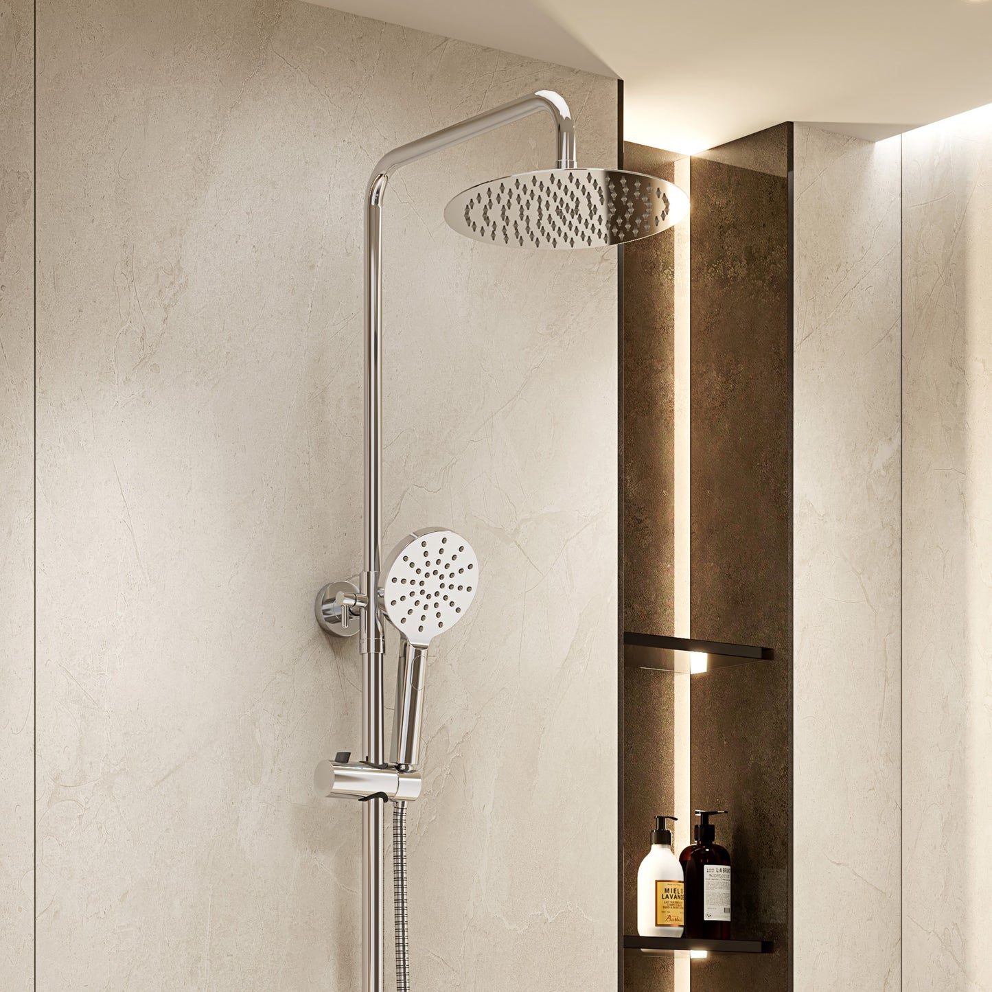 Colonna Doccia con Doccino Cromo Lucido - Aida