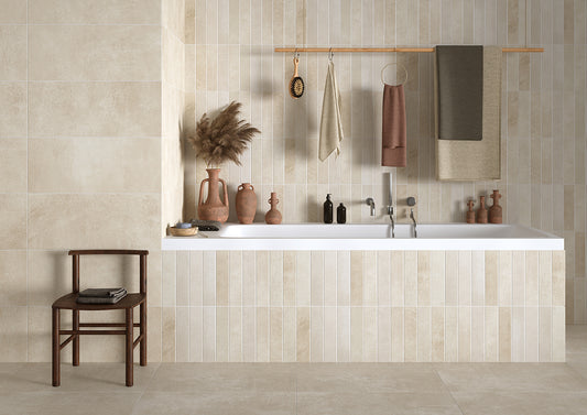Cement Effect Porcelain Stoneware Non-Rectified Natural 30x60 8mm Roma Beige - Herberia