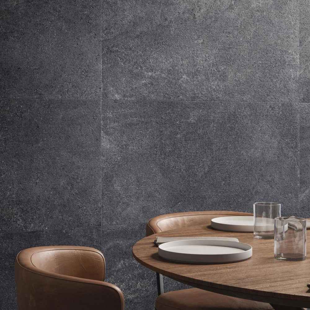 Gres Porcellanato Rettificato Rigato Effetto Pietra 60X120 - Bergstone Black