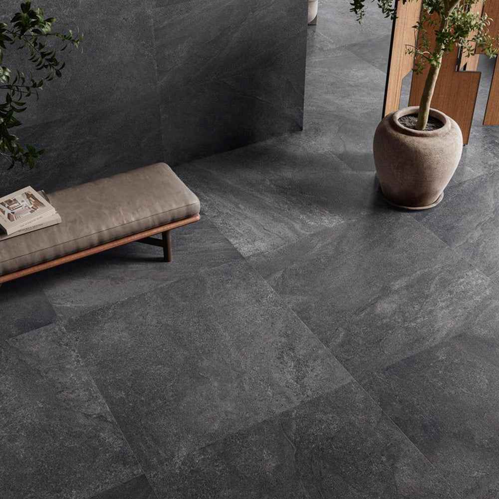 Gres Porcellanato Rettificato Rigato Effetto Pietra 60X120 - Bergstone Black