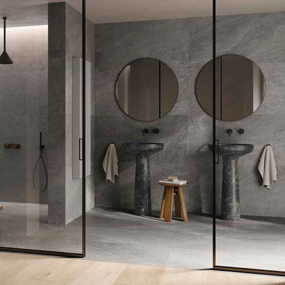 Gres Porcellanato Rettificato Naturale Effetto Pietra 90X90 - Bergstone Dark