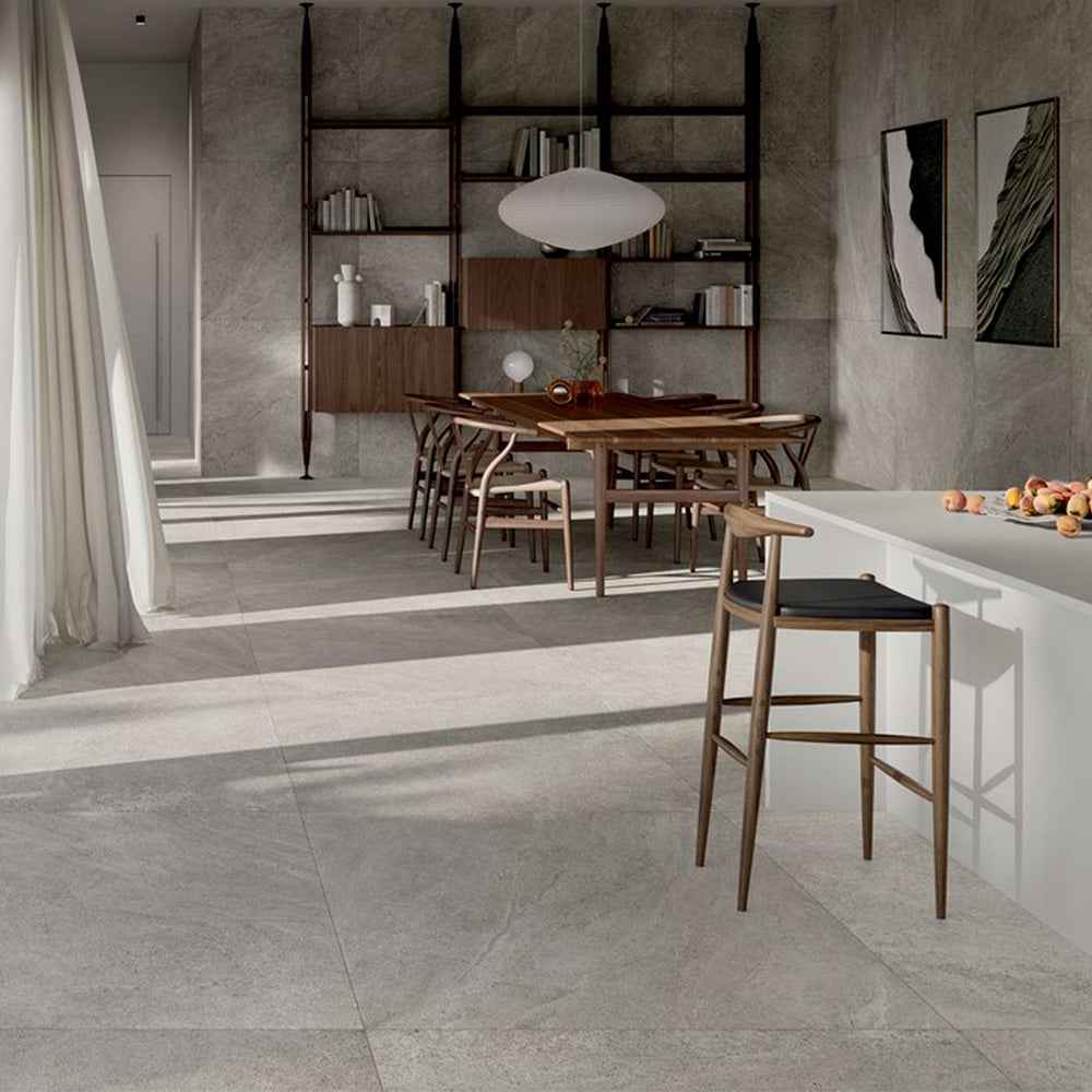 Gres Porcellanato Rettificato Naturale Effetto Pietra 90X90 - Bergstone Grey