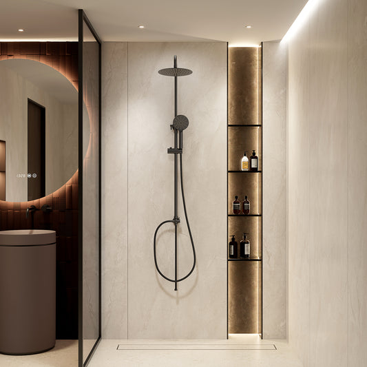 Colonna Doccia con Doccino Nero Opaco - Aida