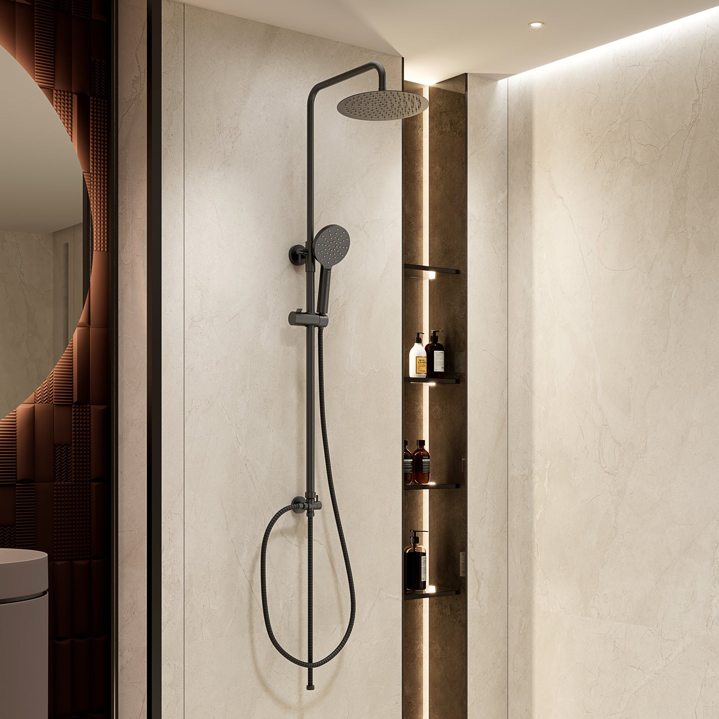 Colonna Doccia con Doccino Nero Opaco - Aida