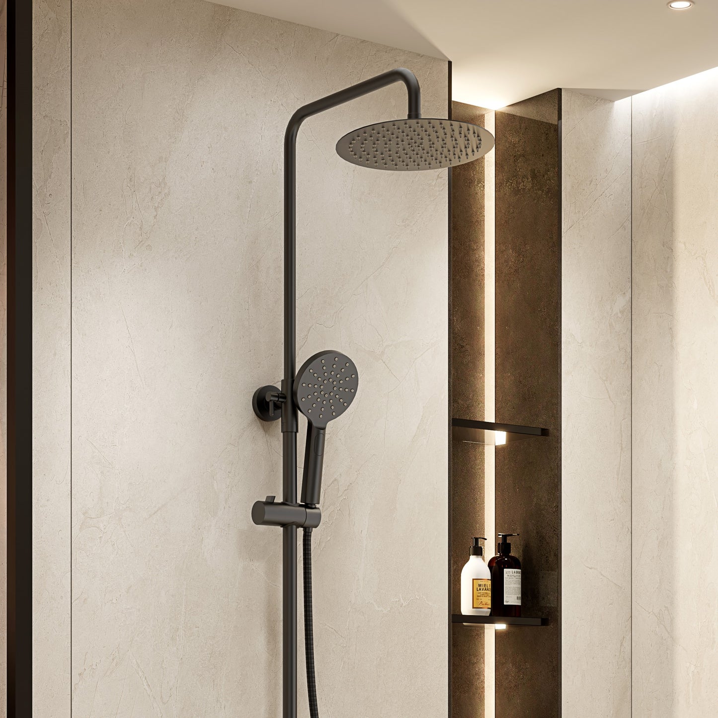 Colonna Doccia con Doccino Nero Opaco - Aida