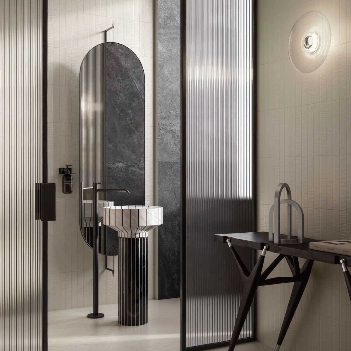 Gres Porcellanato Rettificato Naturale Effetto Legno 5X30 - Iki wood Cement