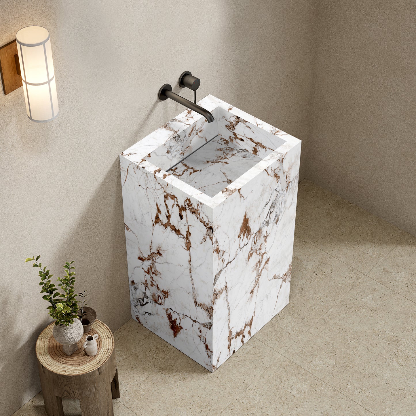 Lavabo Freestanding in Gres Lucido Capraia 60 cm - Pedestal