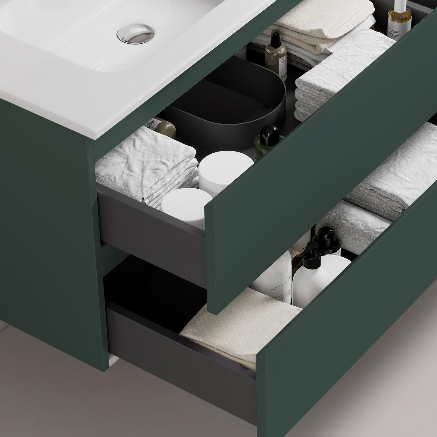 Mobile bagno sospeso 60 cm Verde Comodoro Lavabo in Ceramica Senza Specchio - Fiji Paint