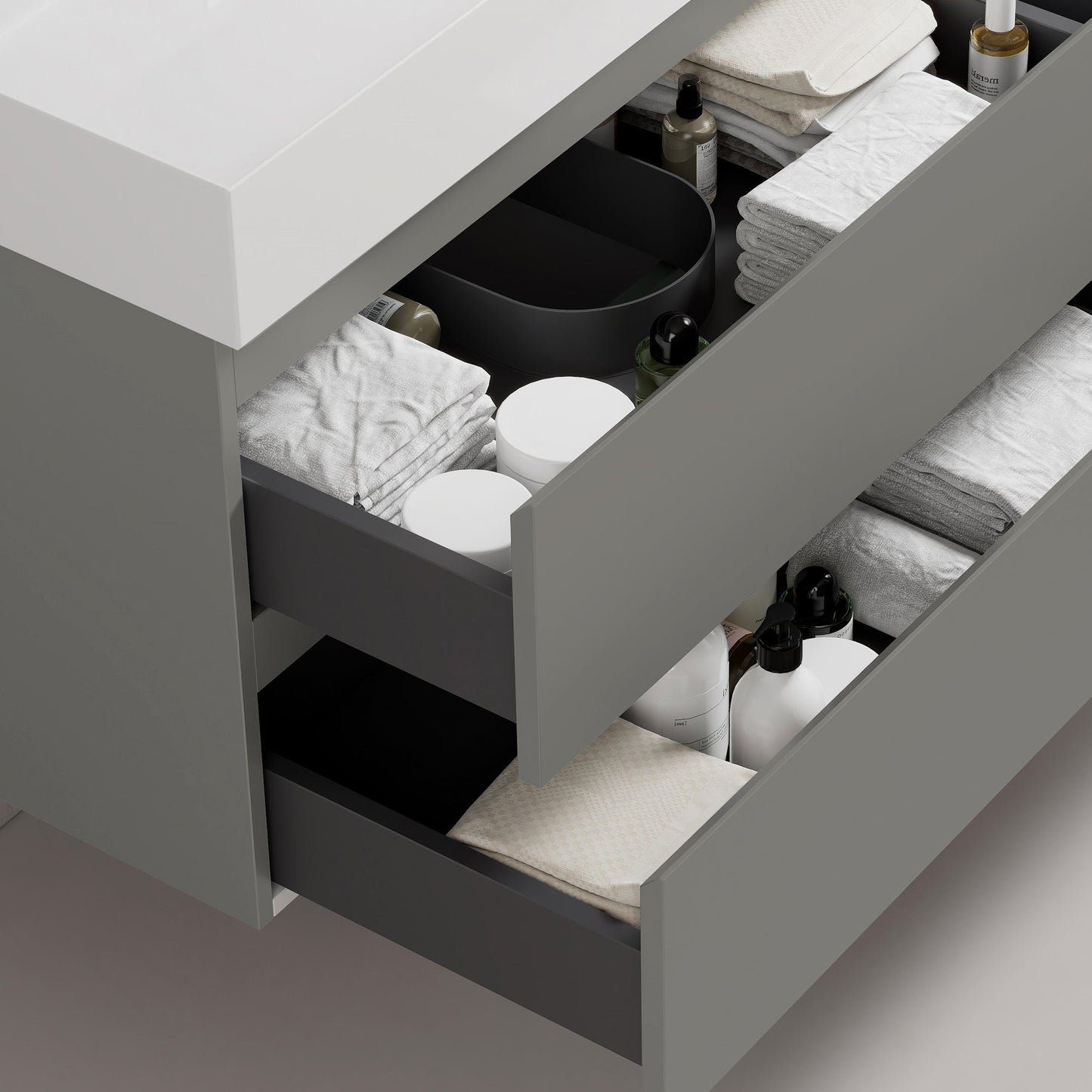 Mobile bagno sospeso 80 cm Grigio Londra Lavabo in Ceramica Specchio Quadro Retroilluminato - Fiji Paint