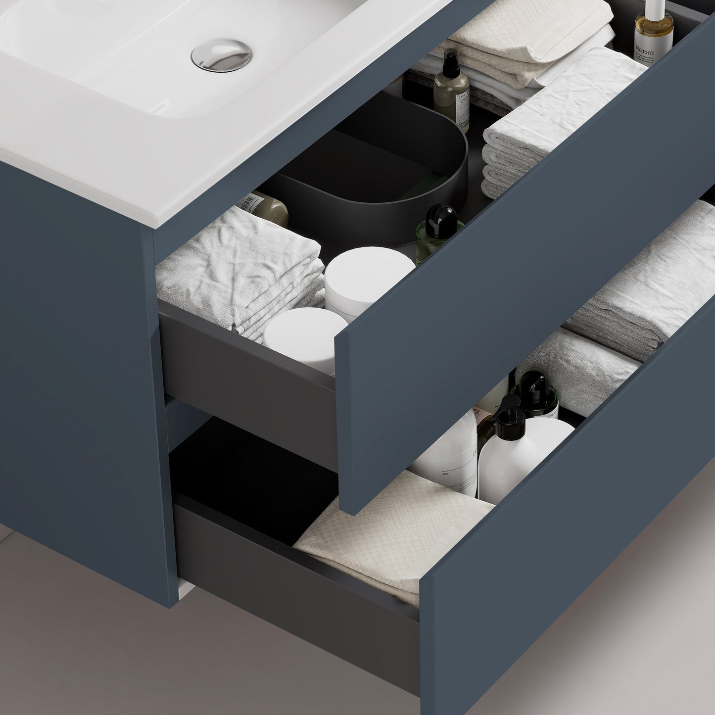 Mobile bagno sospeso 100 cm Blu Mare Lavabo in Ceramica Specchio Quadro Retroilluminato - Fiji Paint