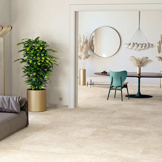 Gres Porcellanato Effetto Pietra Rettificato Naturale 122x122 9mm Colosseo Plus Panna - Tuscania