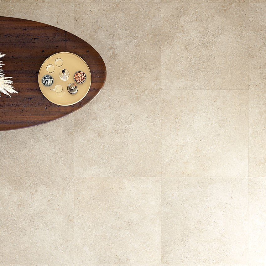 Gres Porcellanato Effetto Pietra Rettificato Naturale 122x122 9mm Colosseo Plus Panna - Tuscania