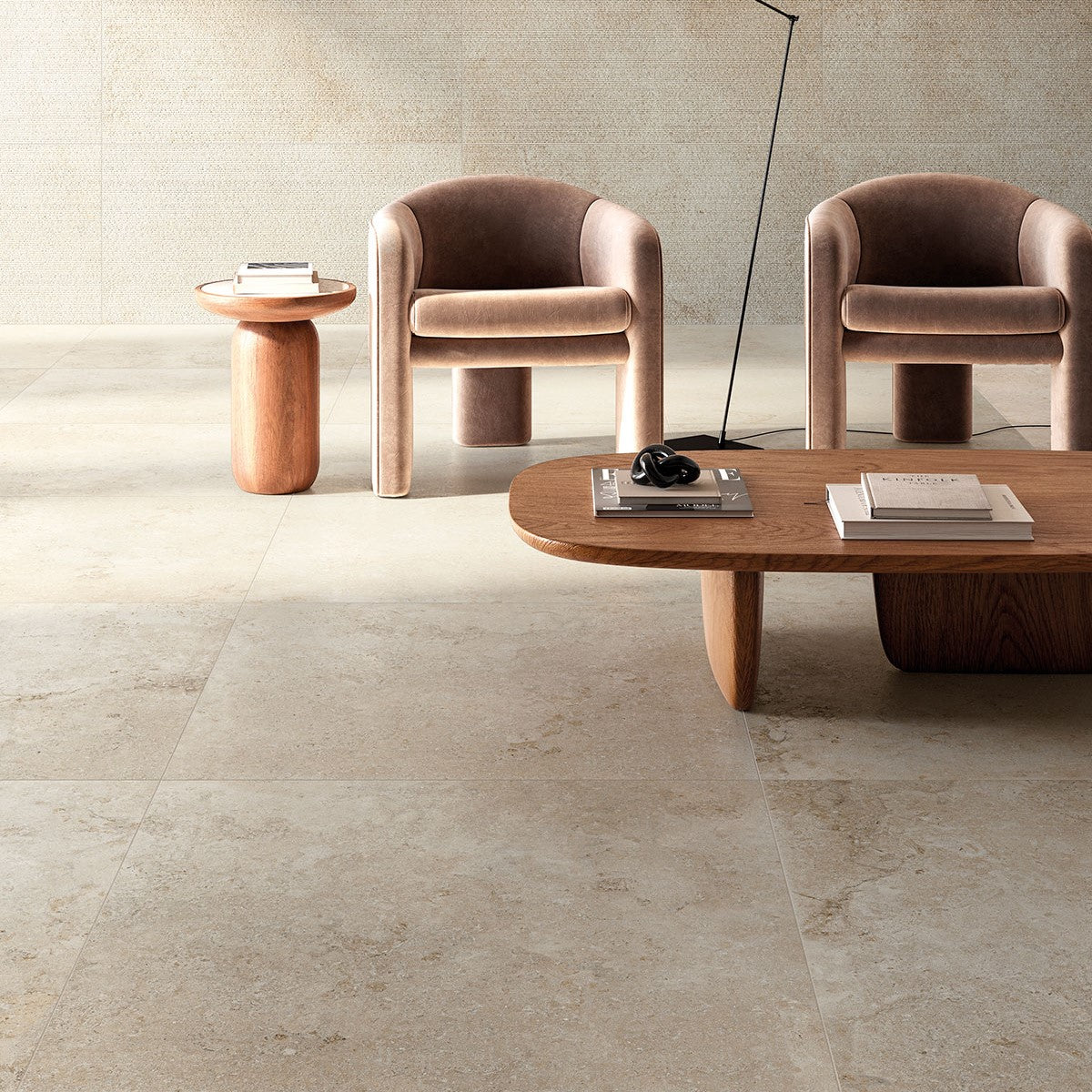 Gres Porcellanato Effetto Pietra Rettificato Naturale 122x122 9mm Colosseo Plus Panna - Tuscania