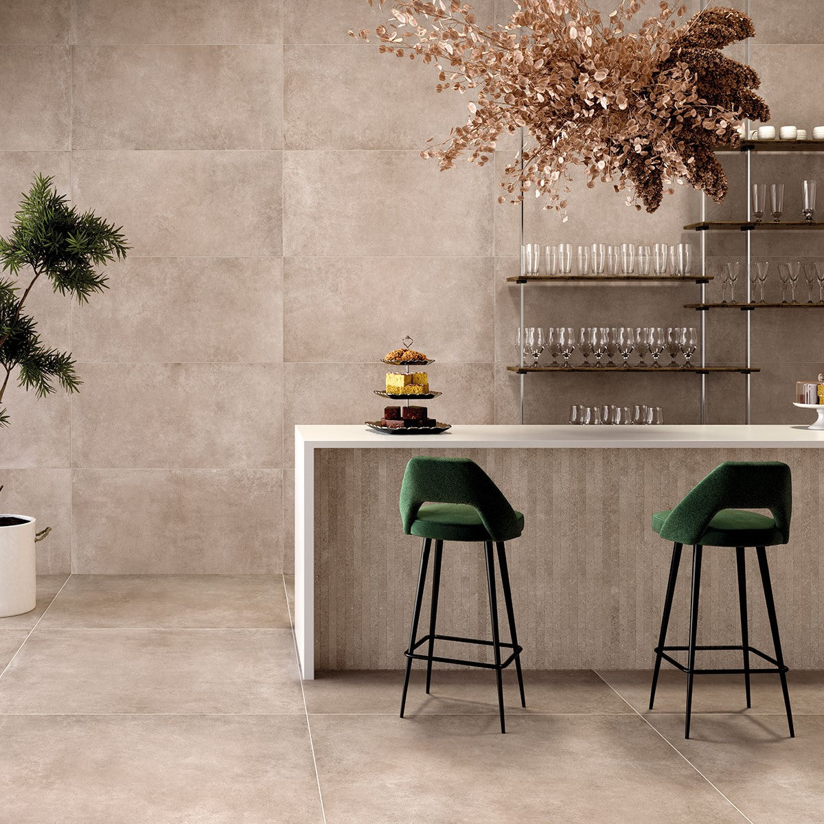 Gres Porcellanato Effetto Cemento Rettificato Naturale 122x122 9mm Continental Taupe - Tuscania