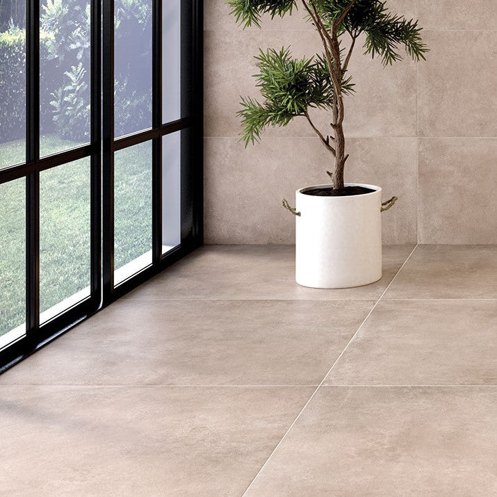 Gres Porcellanato Effetto Cemento Rettificato Naturale 122x122 9mm Continental Taupe - Tuscania