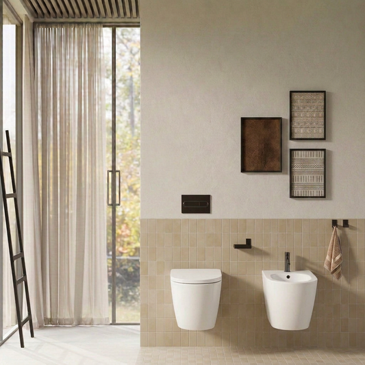 Coppia Sanitari Sospesi Giada 49 Senza Brida e Sedile Soft-Close Bianco Opaco - Giada 49