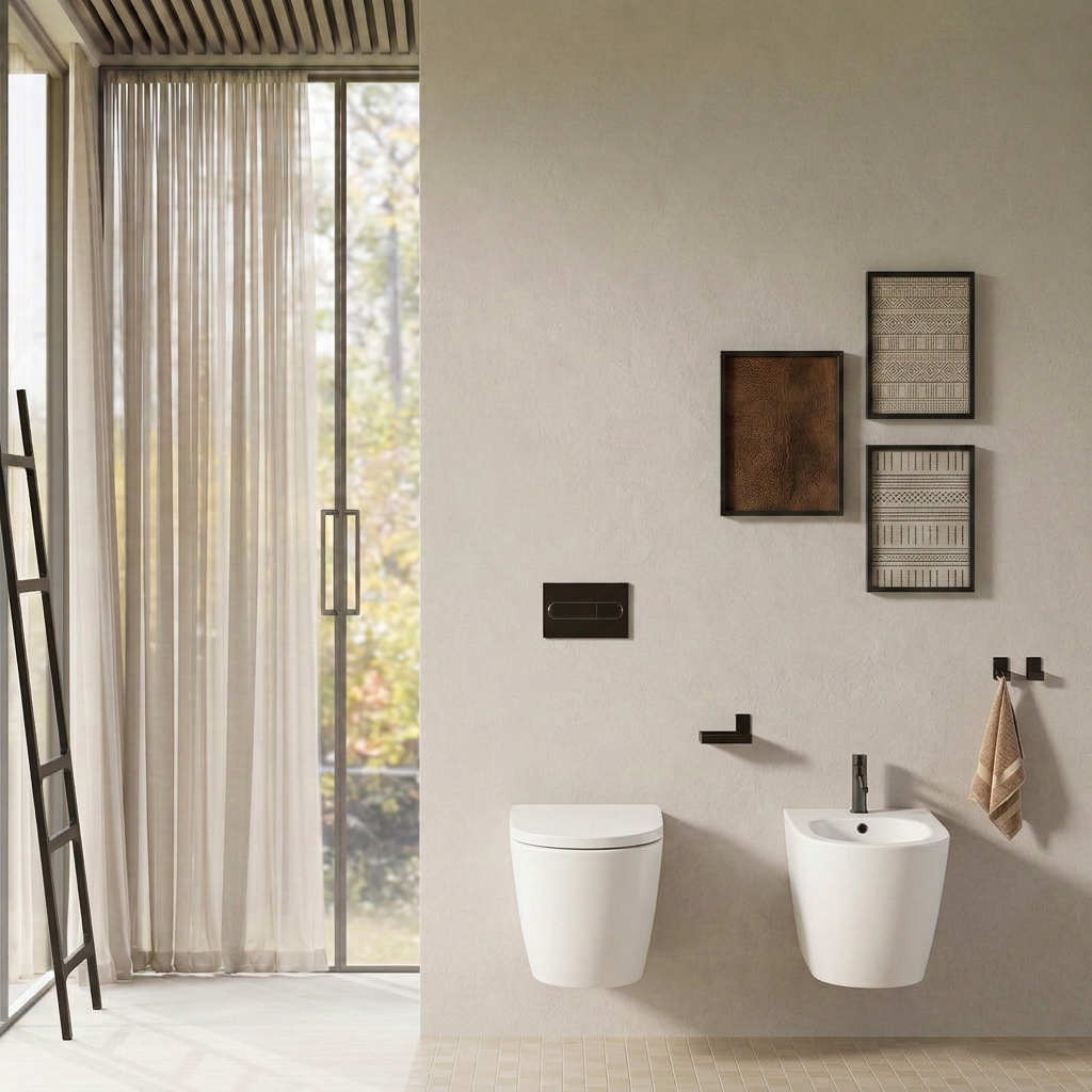 Coppia Sanitari Sospesi Giada 49 Senza Brida e Sedile Soft-Close Bianco Lucido - Giada 49