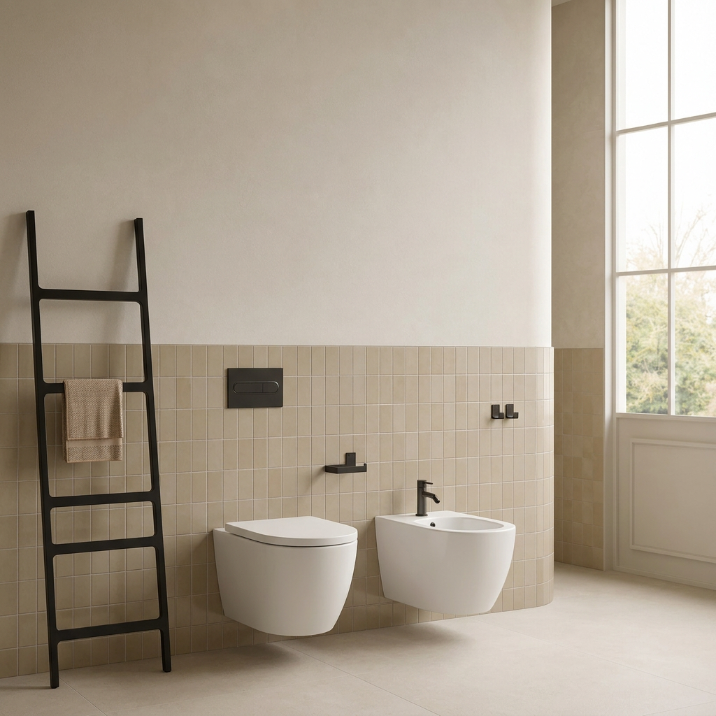 Coppia Sanitari Sospesi Giada 49 Senza Brida e Sedile Soft-Close Bianco Opaco - Giada 49