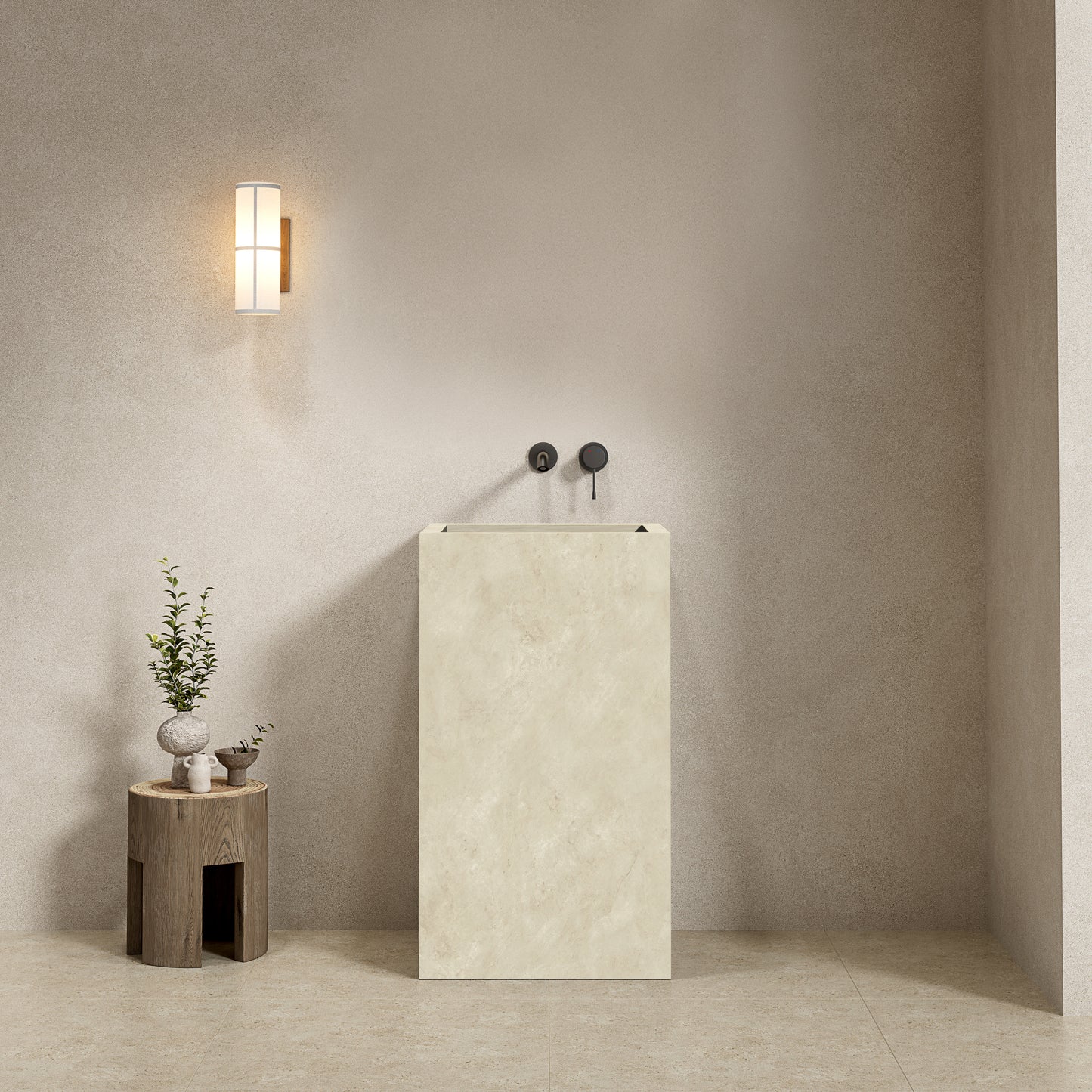 Lavabo Freestanding in Gres Opaco Crema Marfil 60 cm - Pedestal