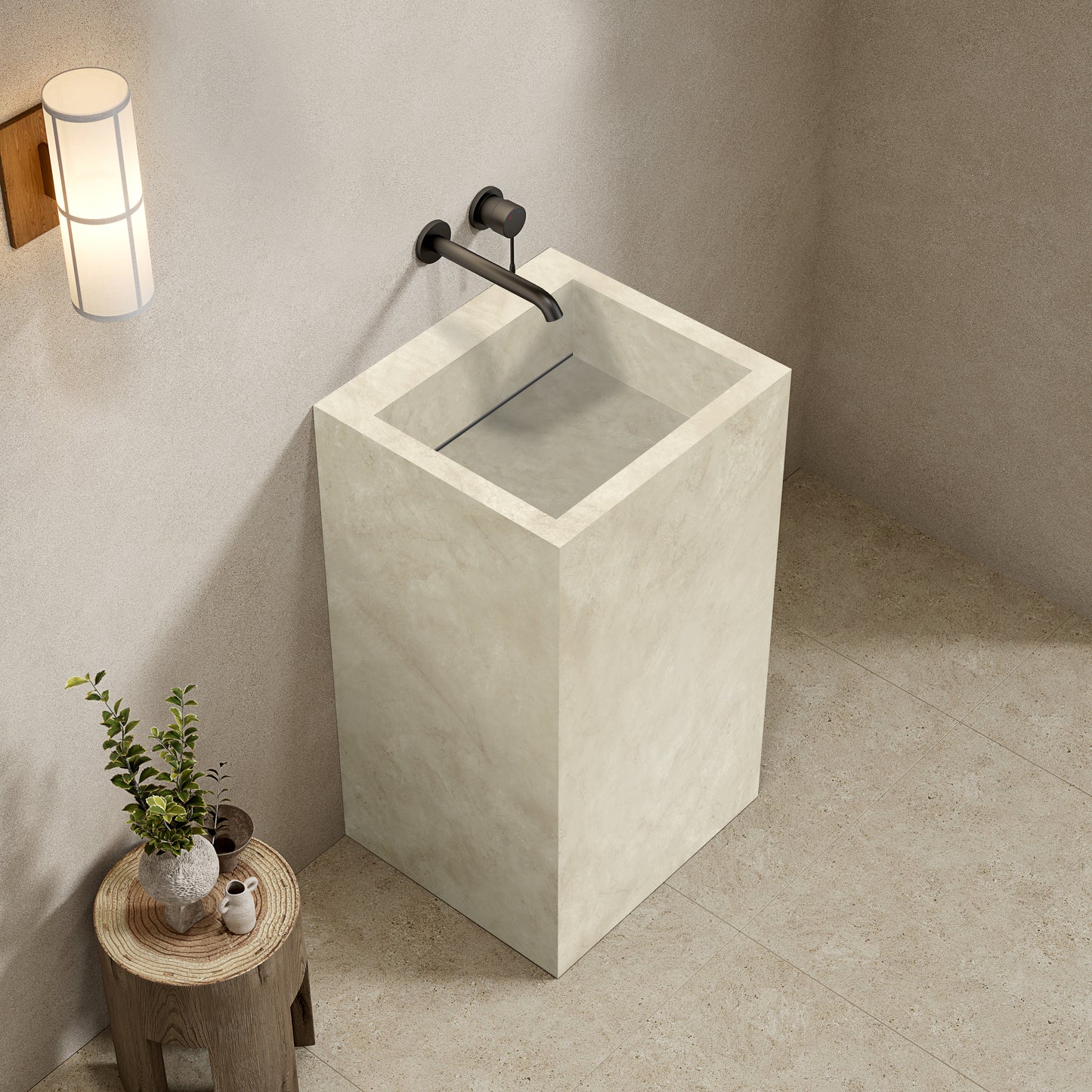 Lavabo Freestanding in Gres Opaco Crema Marfil 60 cm - Pedestal