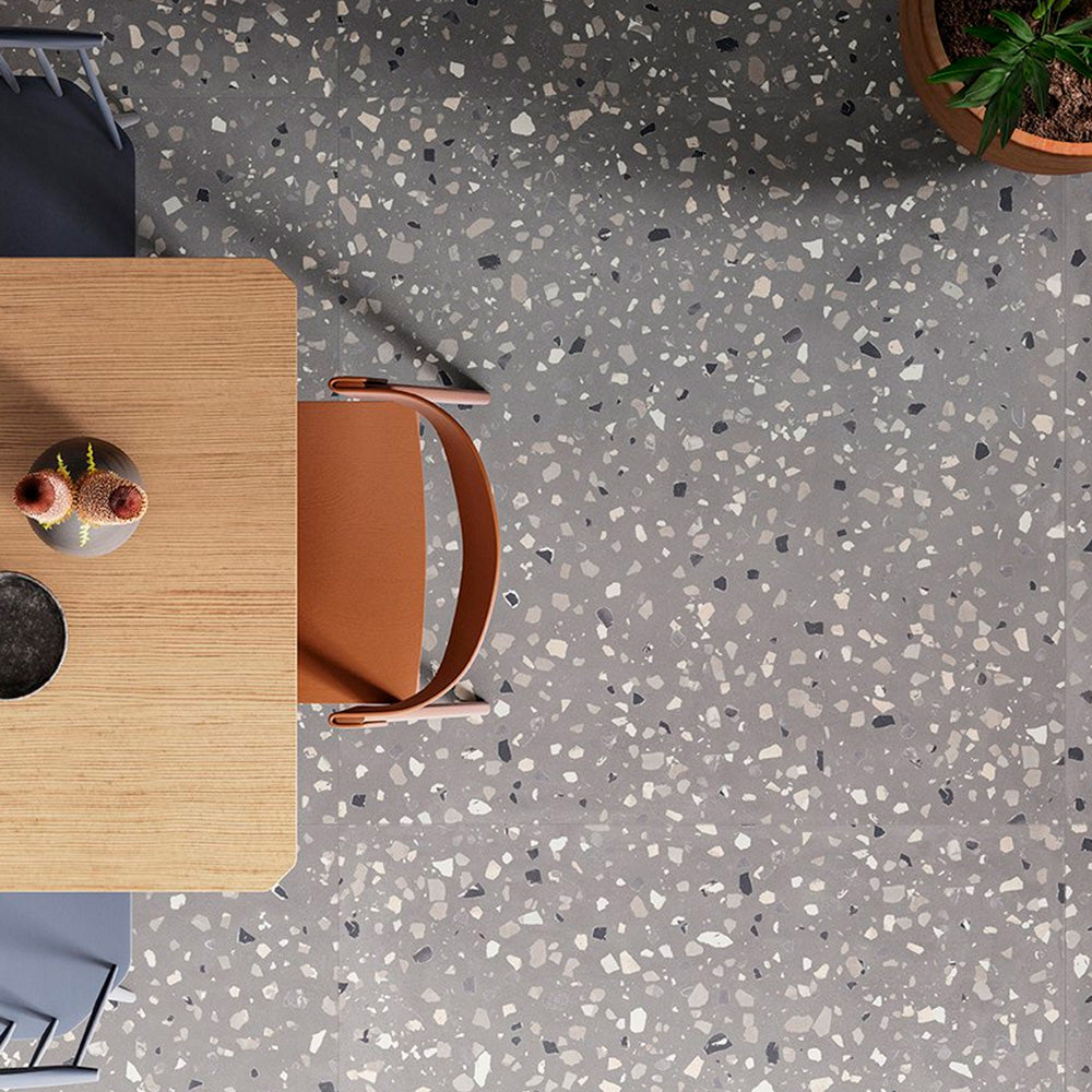 Gres Porcellanato Rettificato Naturale De-Medium Effetto Graniglia 90X90 - Deconcrete Grey