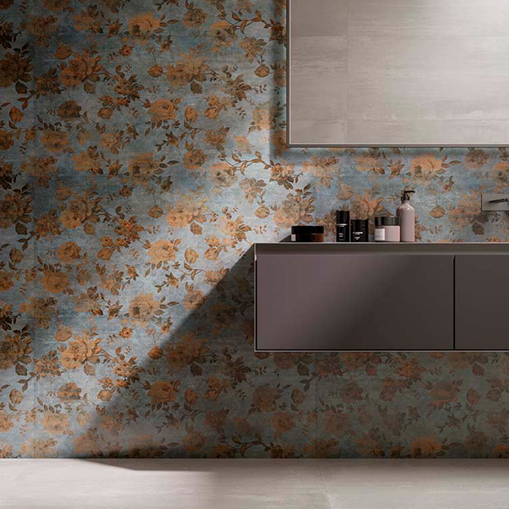 Gres Porcellanato Rettificato Naturale Decoro Effetto Floreale 60X120 - Dripart Drip Rose dark