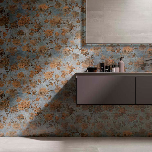 Gres Porcellanato Rettificato Naturale Decoro Effetto Floreale 60X120 - Dripart Drip Rose dark