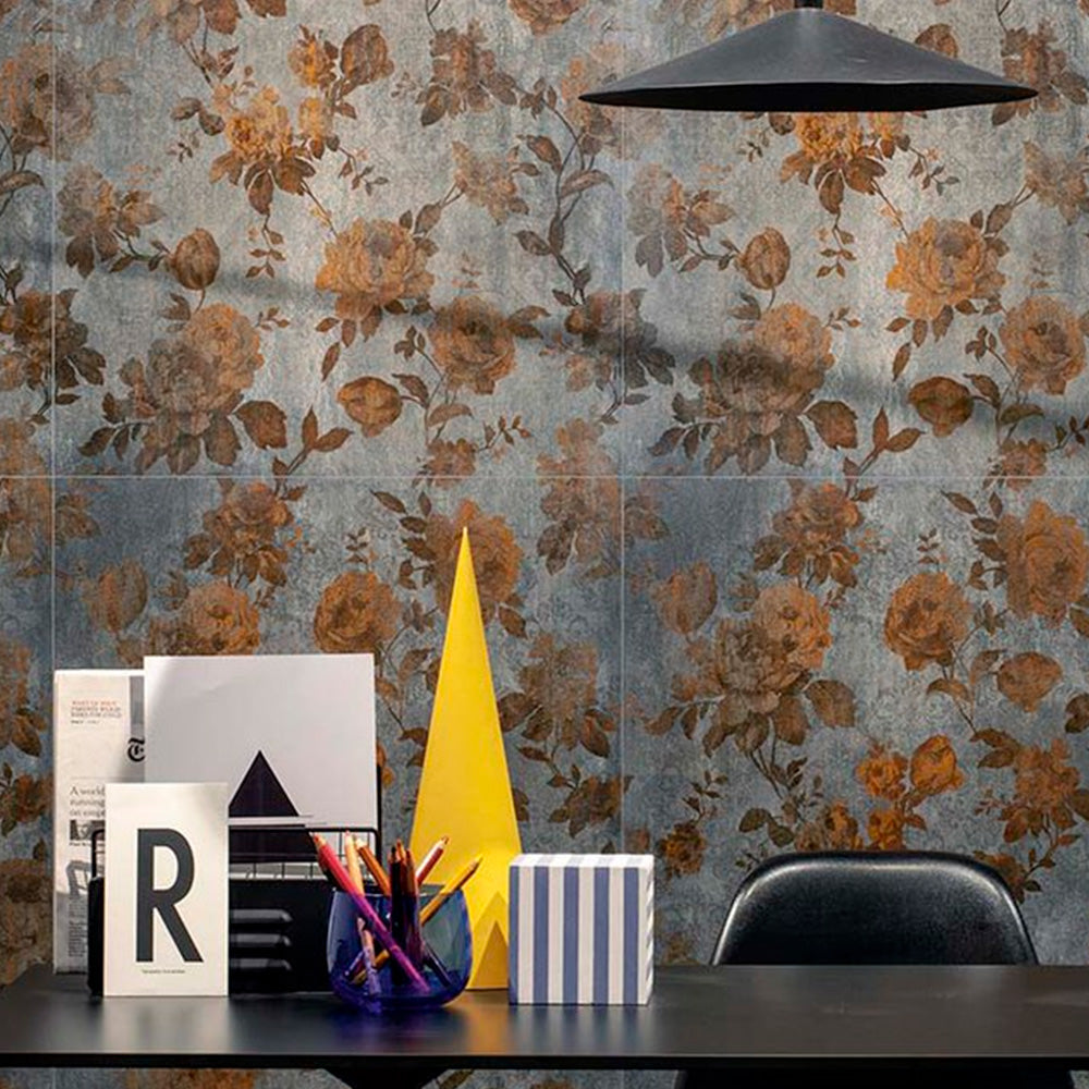 Gres Porcellanato Rettificato Naturale Decoro Effetto Floreale 60X120 - Dripart Drip Rose dark