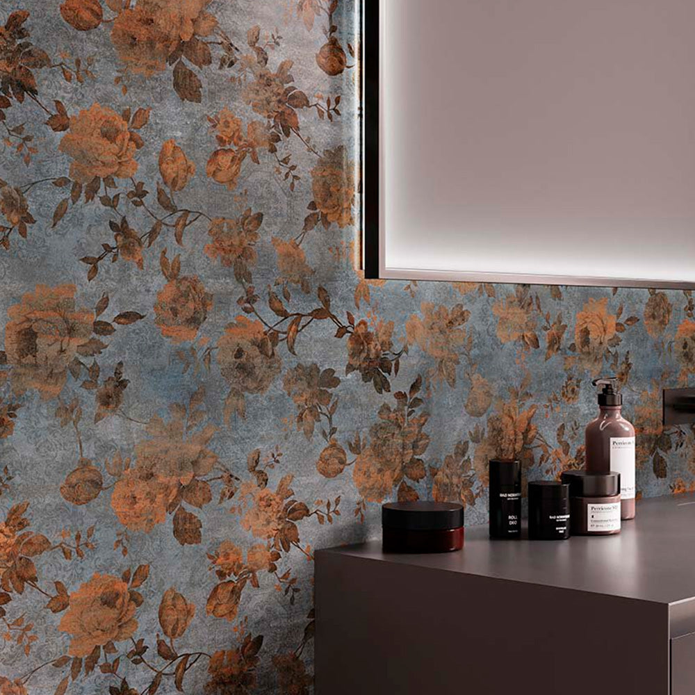 Gres Porcellanato Rettificato Naturale Decoro Effetto Floreale 60X120 - Dripart Drip Rose dark