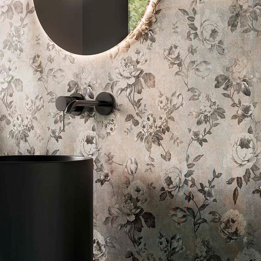Gres Porcellanato Rettificato Naturale Decoro Effetto Floreale 60X120 - Dripart Drip Rose light