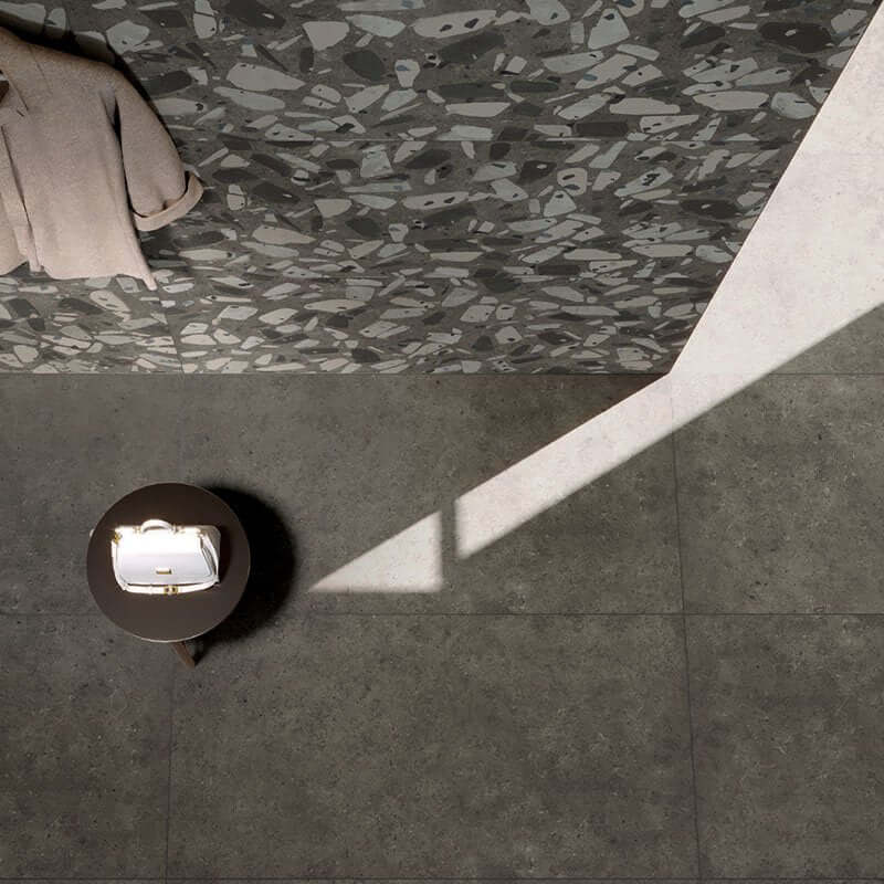 Decoro in Gres Porcellanato Effetto Cemento Rettificato Naturale 60x120 9.5mm Brera Kaleido Grafite - Herberia