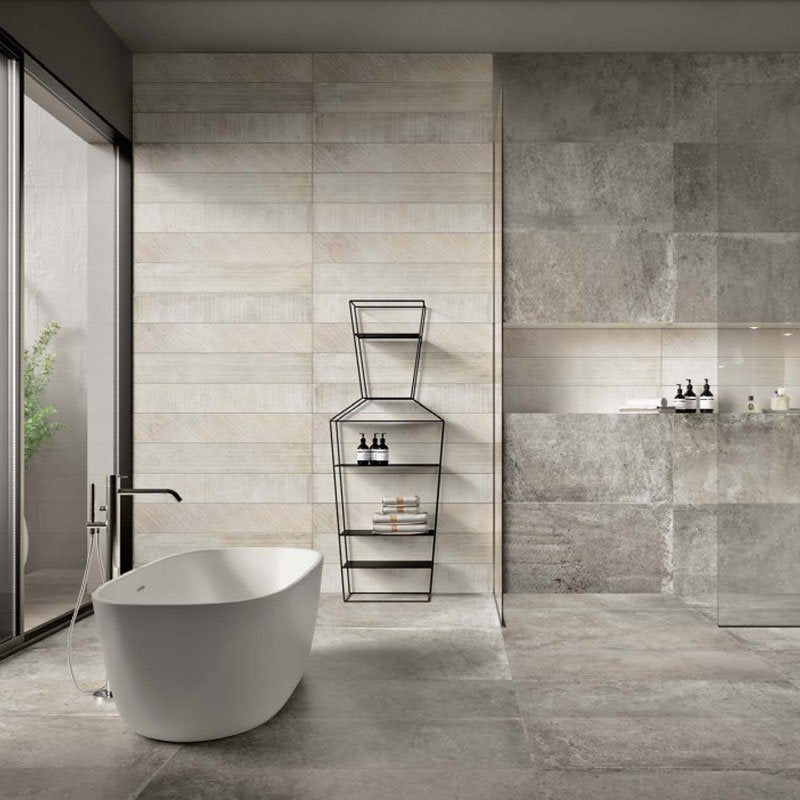 Natural Rectified Stone Effect Porcelain Stoneware Decor 20x120 8.5mm Amboise Powder - Gardenia Orchidea