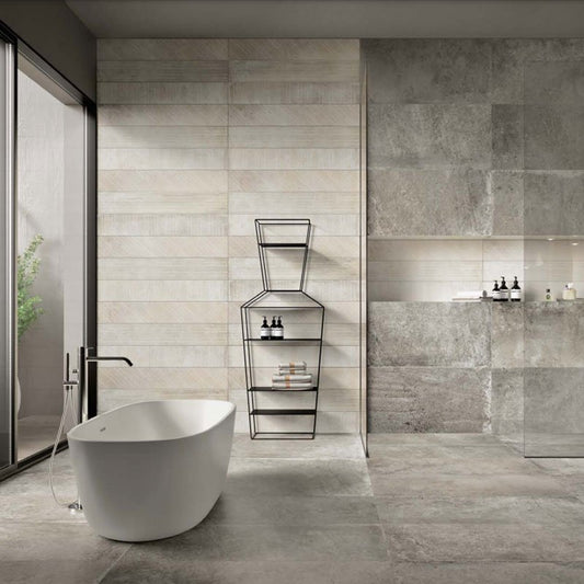 Natural Rectified Stone Effect Porcelain Stoneware Decor 20x120 8.5mm Amboise Powder - Gardenia Orchidea