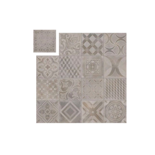 Natural Rectified Stone Effect Porcelain Stoneware Decor 20x20 8.5mm Cementine Mix Corten Make - Gardenia Orchidea