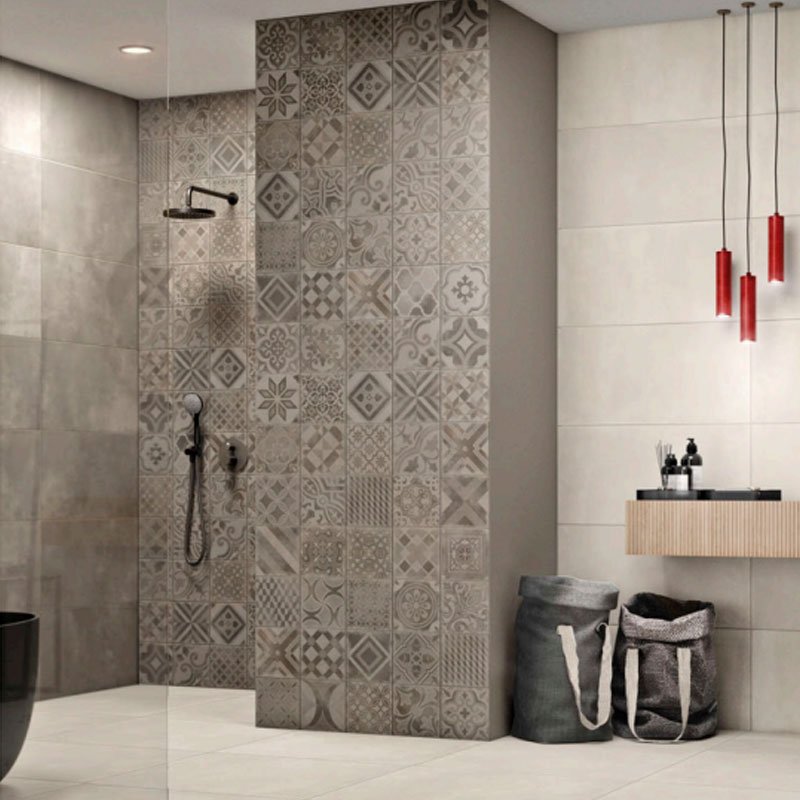 Decoro in Gres Porcellanato Effetto Pietra Rettificato Naturale 20x20 8.5mm Cementine Mix Corten Make - Gardenia Orchidea