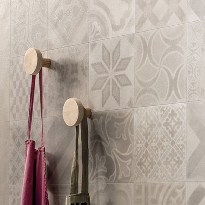 Natural Rectified Stone Effect Porcelain Stoneware Decor 20x20 8.5mm Cementine Mix Make - Gardenia Orchidea