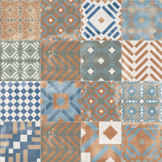 Decoro in Gres Porcellanato Effetto Pietra Rettificato Naturale 20x20 8.5mm Labyrinth Mix Multicolor Play - ABK